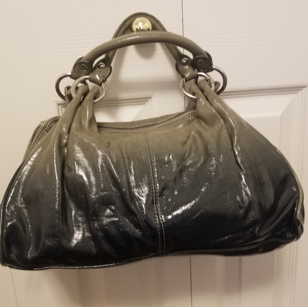 New Express patent Leather gray fade Shoulder bag